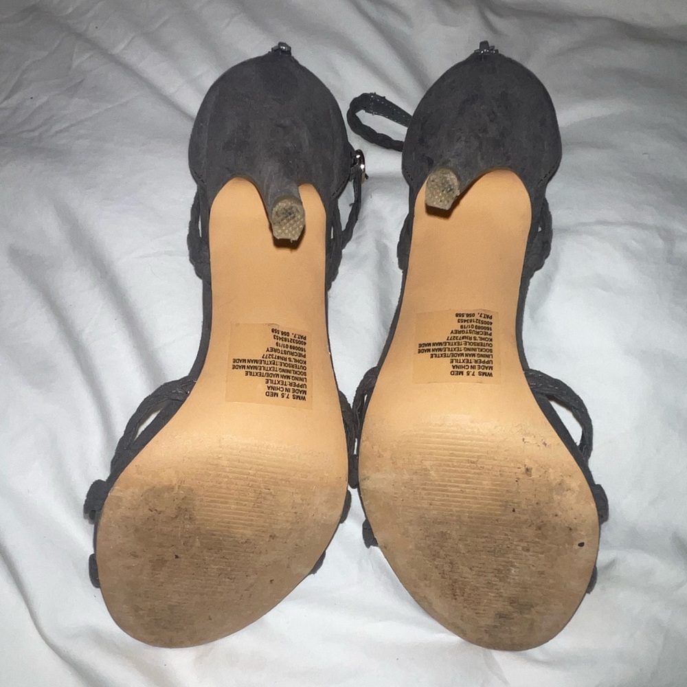 LC Lauren Conrad Pie Crust Braided Gray Suede Heel 7.5 - Picture 4 of 15